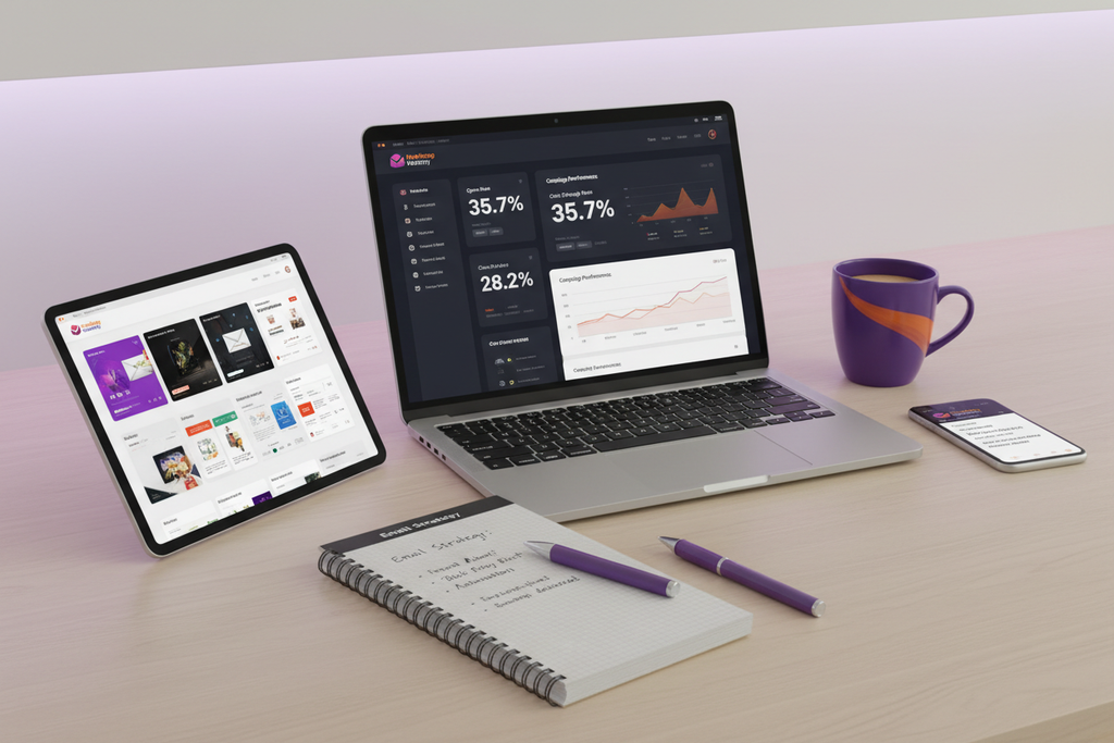 Email Marketing Mastery workspace mockup
